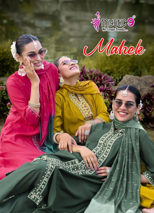Mahek Vol 2 Mystic 9 Roman Silk Readymade Pant Style Suits Wholesale Price