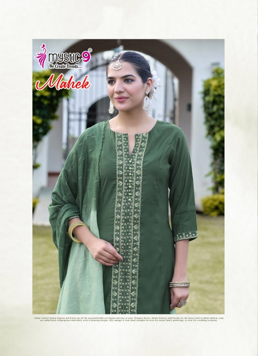 Mahek Vol 2 Mystic 9 Roman Silk Readymade Pant Style Suits Wholesale Price