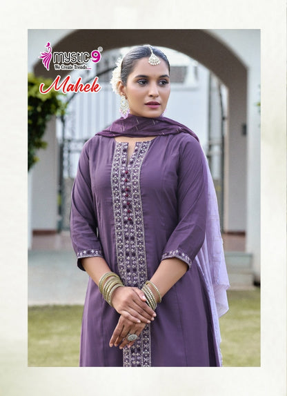 Mahek Vol 2 Mystic 9 Roman Silk Readymade Pant Style Suits Wholesale Price