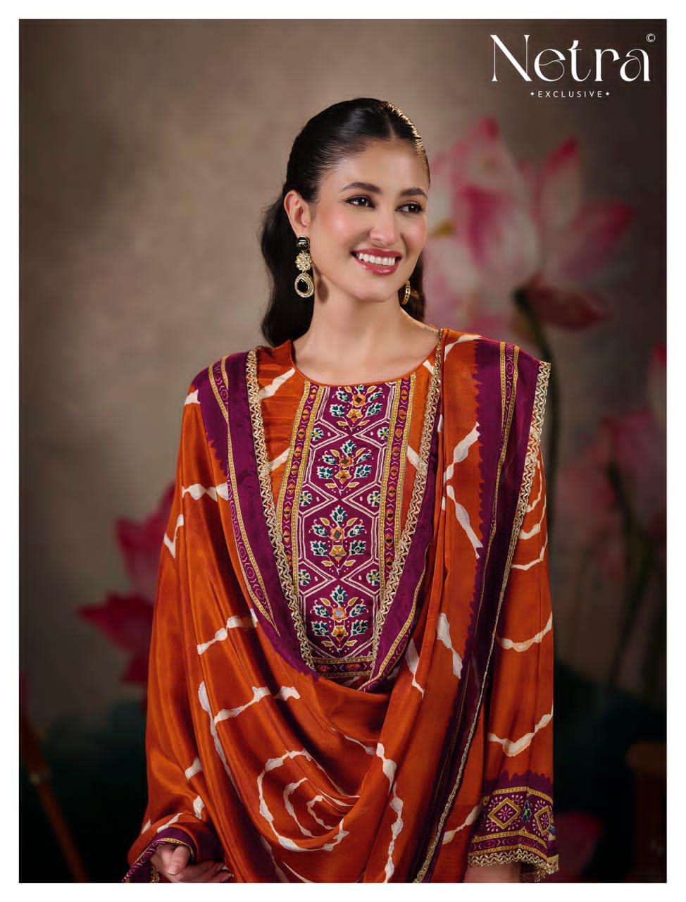 Mahek Vol 3 Netra Bemberg Muslin Pant Style Suits Wholesale