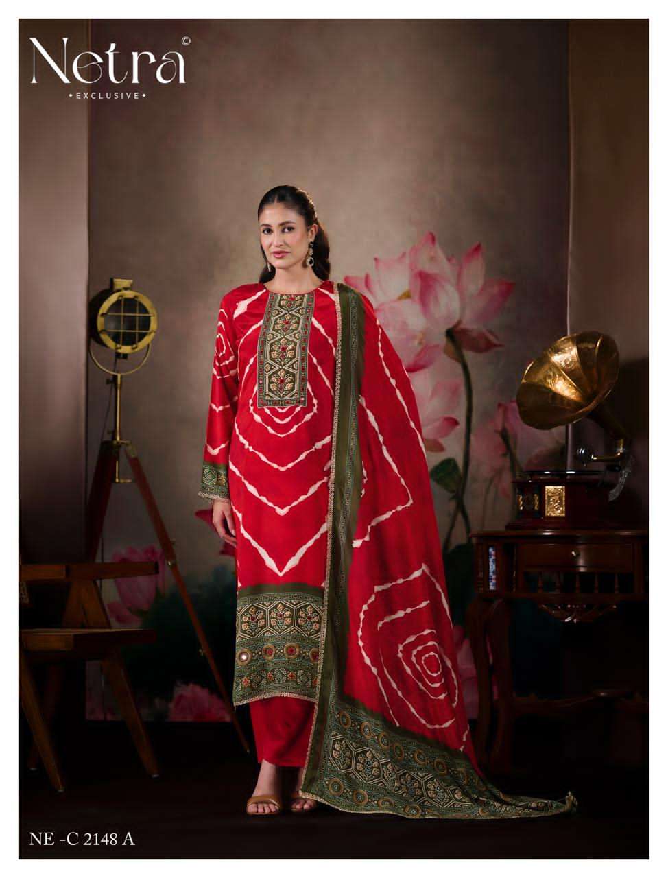 Mahek Vol 3 Netra Bemberg Muslin Pant Style Suits Wholesale