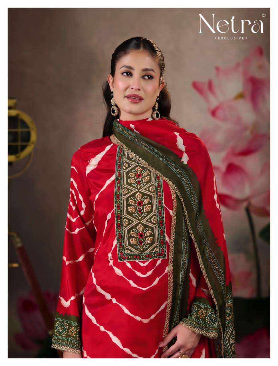 Mahek Vol 3 Netra Bemberg Muslin Pant Style Suits Wholesale