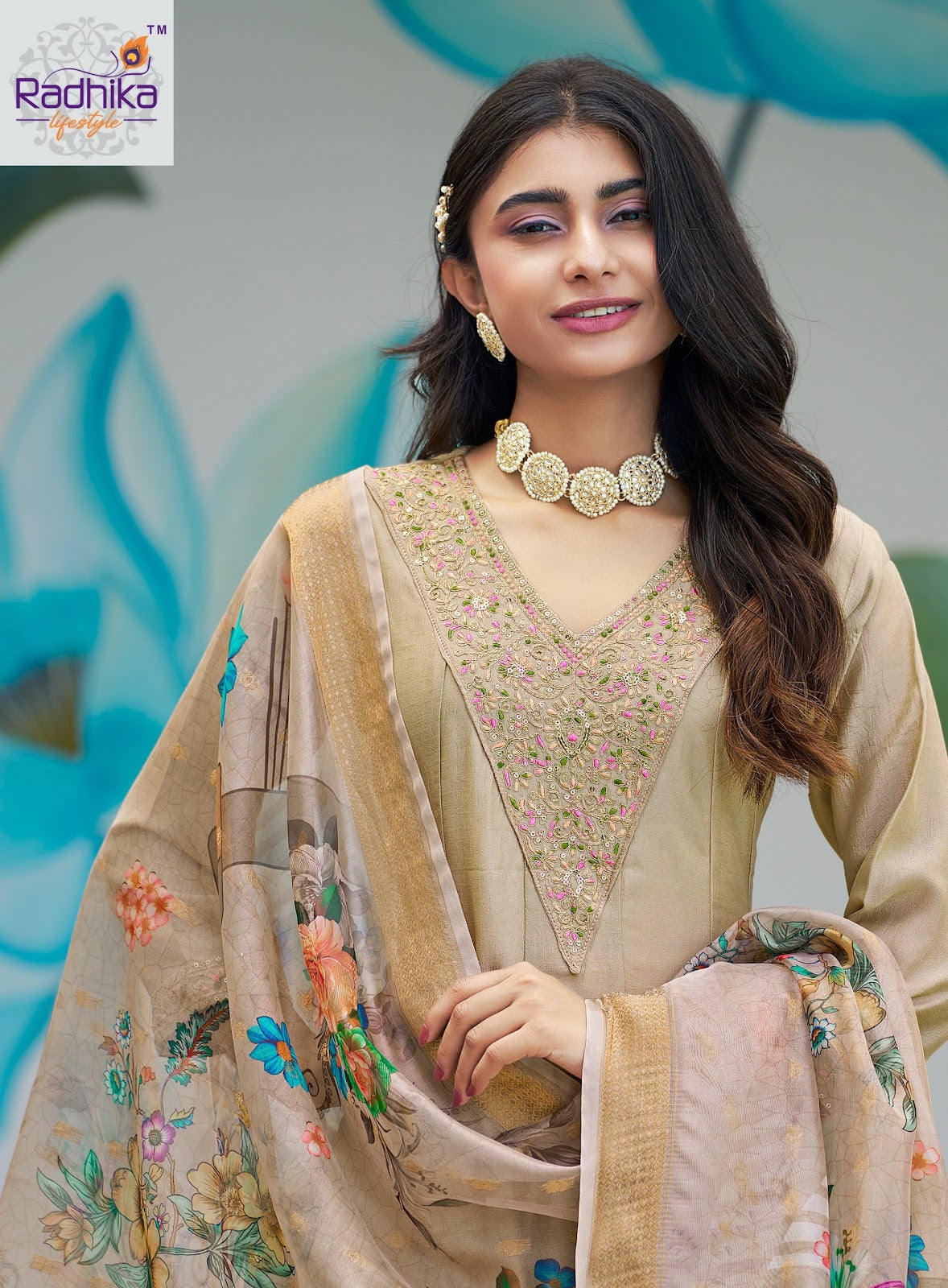 Mahek Vol 3 Radhika Lifestyle Vichitra Silk Readymade Anarkali Suits Wholesaler