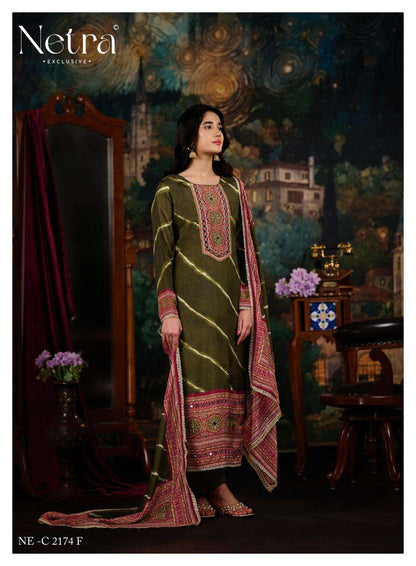 Mahek Vol 5 Netra Bemberg Muslin Pant Style Suits Exporter Gujarat