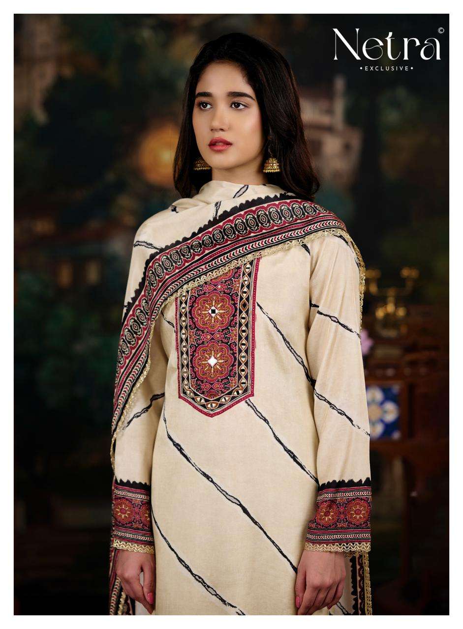 Mahek Vol 5 Netra Bemberg Muslin Pant Style Suits Exporter Gujarat