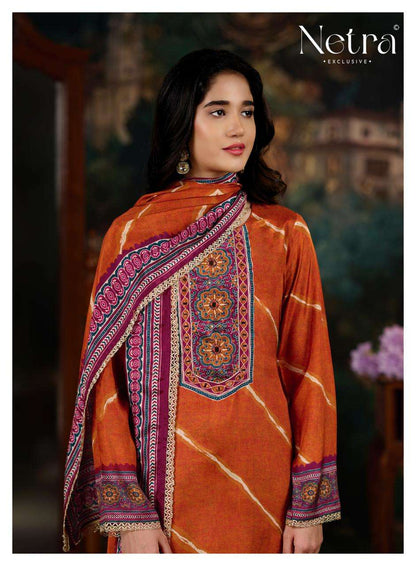 Mahek Vol 5 Netra Bemberg Muslin Pant Style Suits Exporter Gujarat