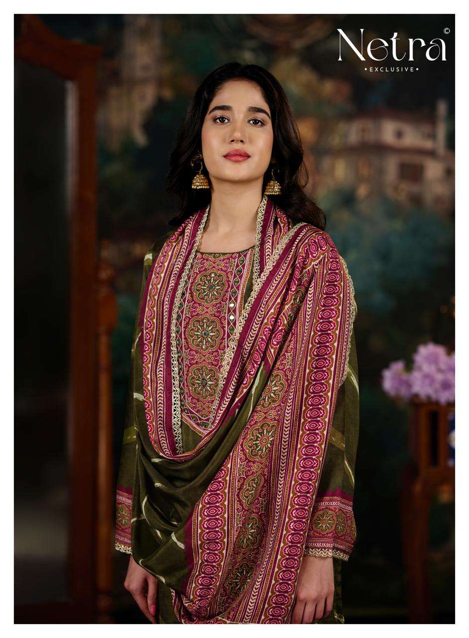 Mahek Vol 5 Netra Bemberg Muslin Pant Style Suits Exporter Gujarat