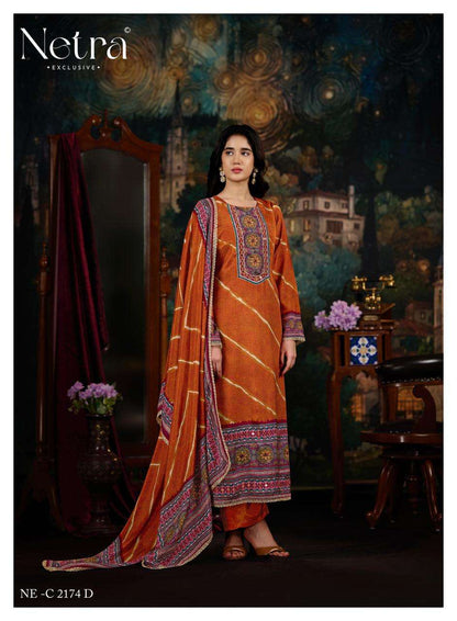 Mahek Vol 5 Netra Bemberg Muslin Pant Style Suits Exporter Gujarat