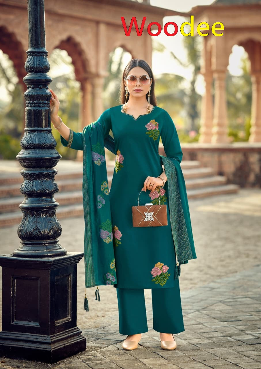 Mahek Woodee Cotton Readymade Pant Style Suits Wholesale Price