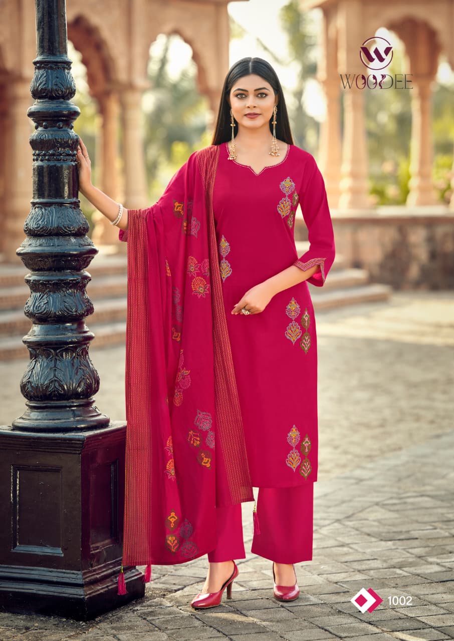 Mahek Woodee Cotton Readymade Pant Style Suits Wholesale Price