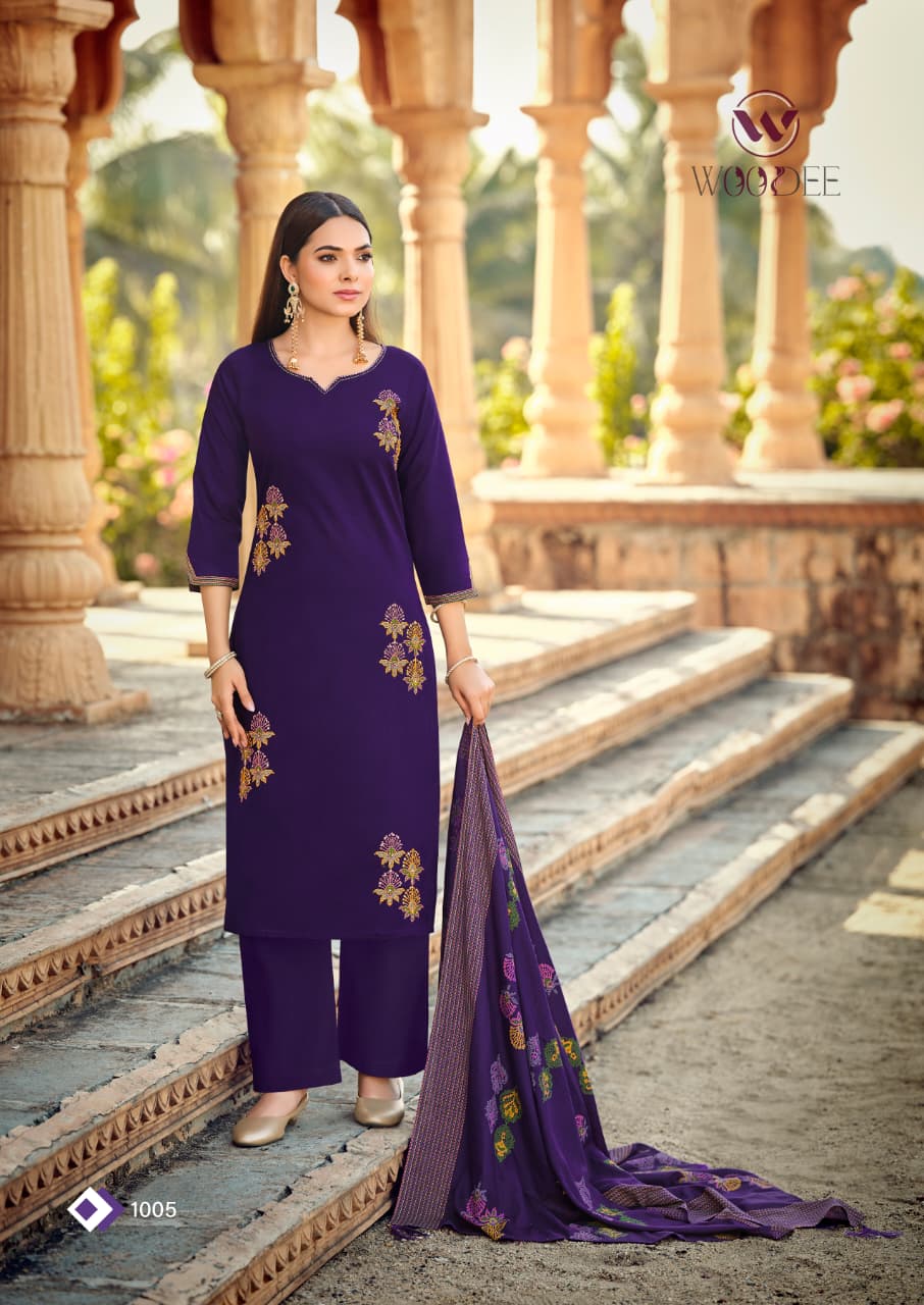 Mahek Woodee Cotton Readymade Pant Style Suits Wholesale Price