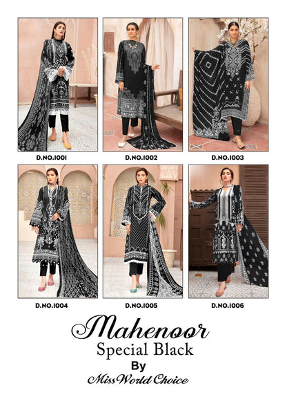 Mahenoor Special Black Miss World Choice Lawn Cotton Karachi Salwar Suits Wholesaler