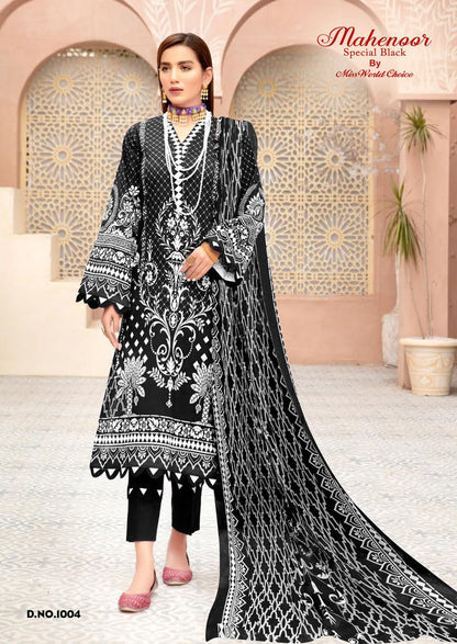 Mahenoor Special Black Miss World Choice Lawn Cotton Karachi Salwar Suits Wholesaler