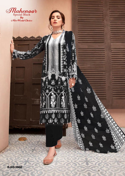Mahenoor Special Black Miss World Choice Lawn Cotton Karachi Salwar Suits Wholesaler