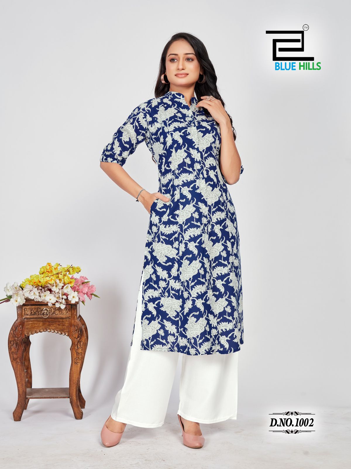 Maher Blue Hills Rayon 14Kg A-Line Kurti Wholesale Rate