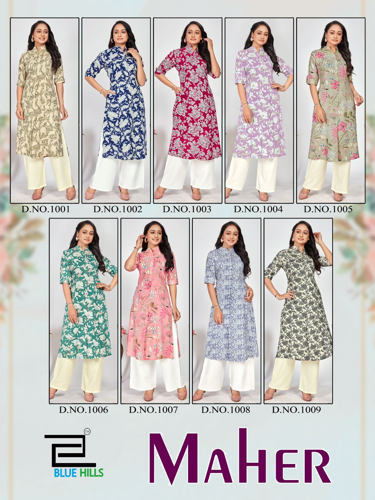Maher Blue Hills Rayon 14Kg A-Line Kurti Wholesale Rate