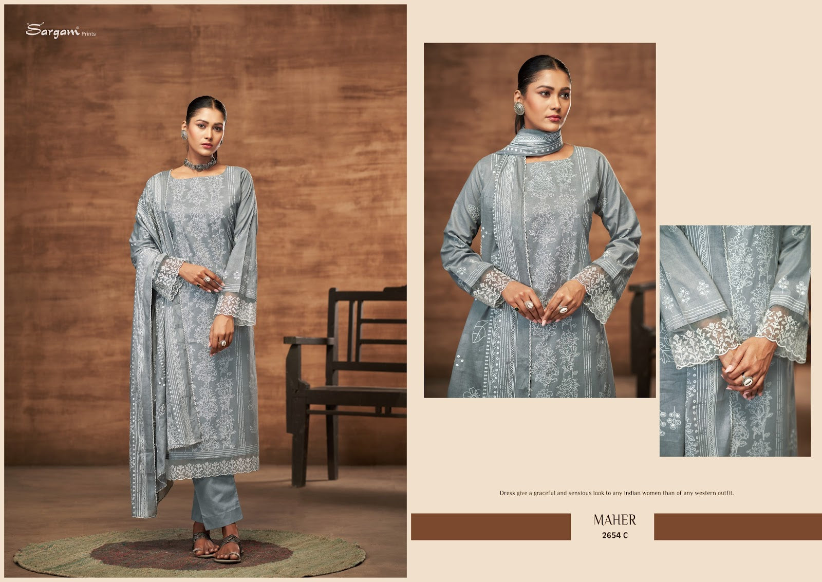 Maher Sargam Prints Pure Lawn Pant Style Suits Supplier India