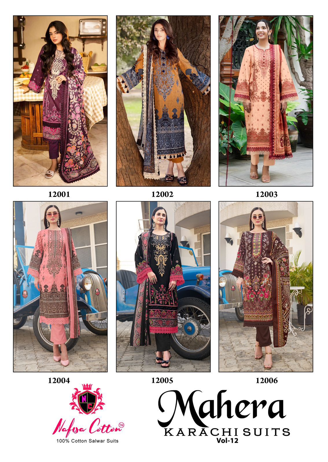 Mahera Vol 12 Nafisa Cotton Cotton Karachi Salwar Suits Wholesaler Ahmedabad