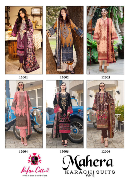 Mahera Vol 12 Nafisa Cotton Cotton Karachi Salwar Suits Wholesaler Ahmedabad