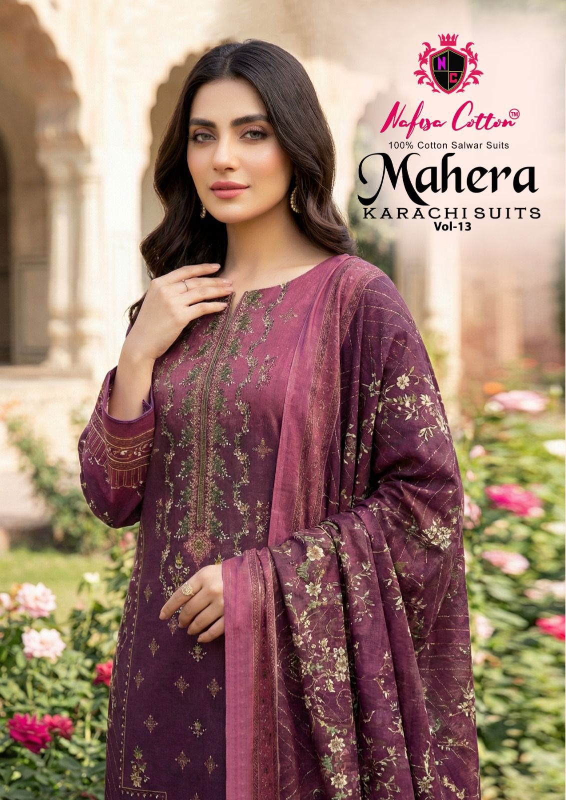 Mahera Vol 13 Nafisa Cotton Mix Cotton Karachi Salwar Suits Wholesaler Gujarat