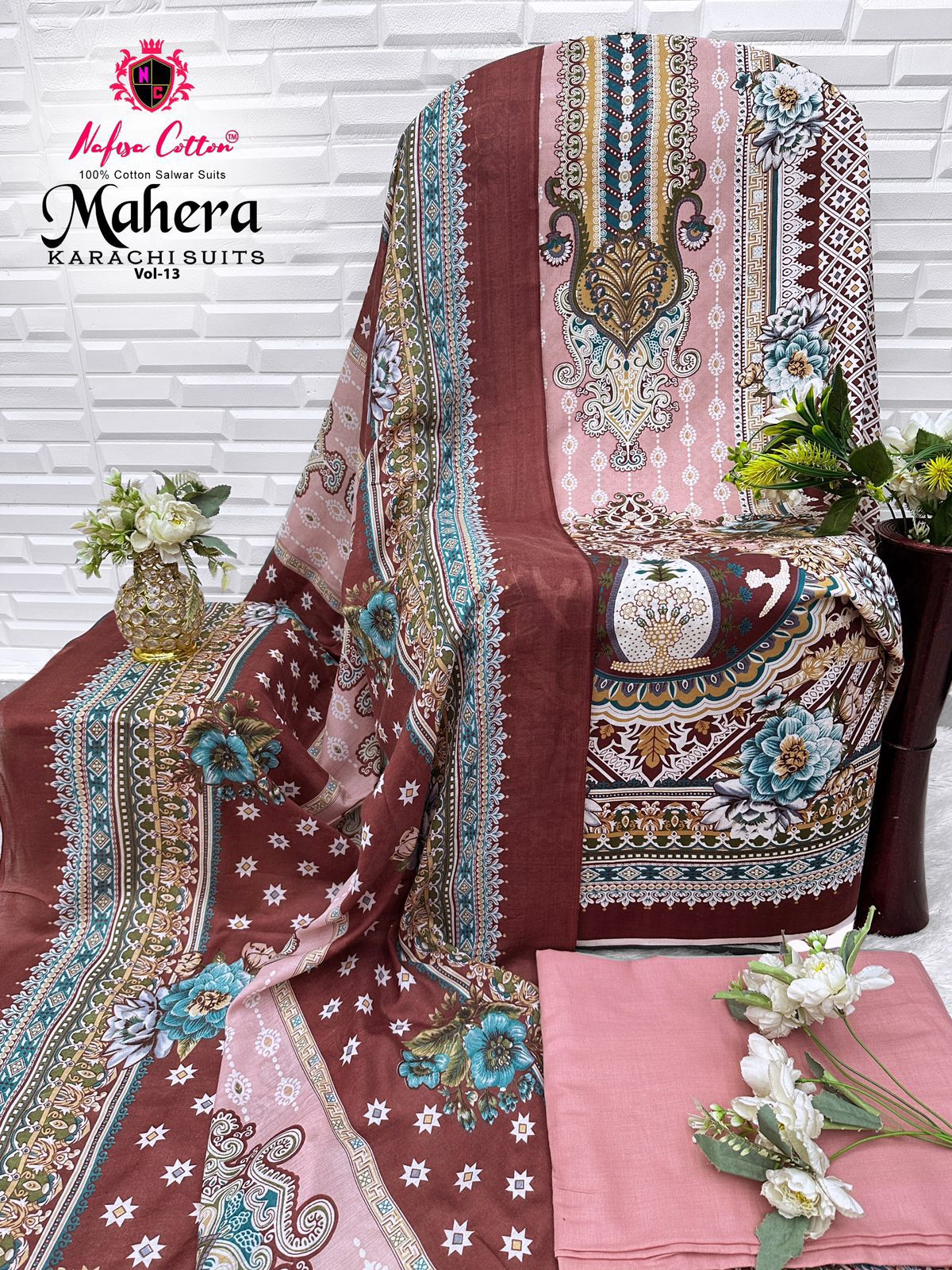 Mahera Vol 13 Nafisa Cotton Mix Cotton Karachi Salwar Suits Wholesaler Gujarat