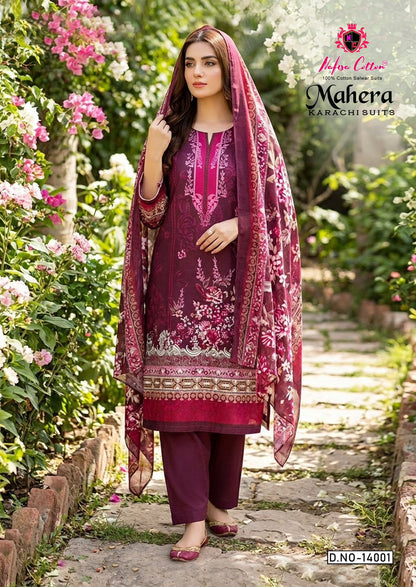 Mahera Vol 14 Nafisa Cotton Mix Cotton Karachi Salwar Suits Wholesaler Gujarat