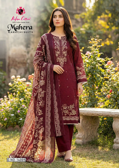 Mahera Vol 14 Nafisa Cotton Mix Cotton Karachi Salwar Suits Wholesaler Gujarat