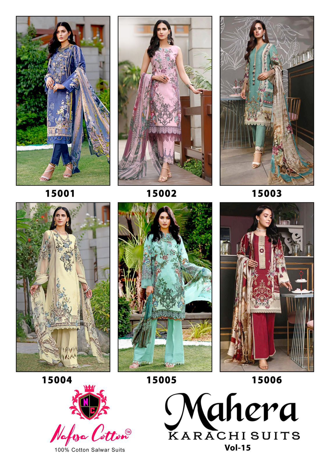 Mahera Vol 15 Nafisa Cotton Mix Cotton Karachi Salwar Suits Wholesale Price