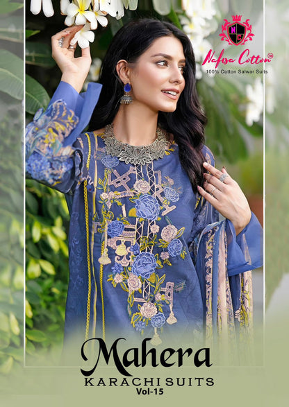 Mahera Vol 15 Nafisa Cotton Mix Cotton Karachi Salwar Suits Wholesale Price