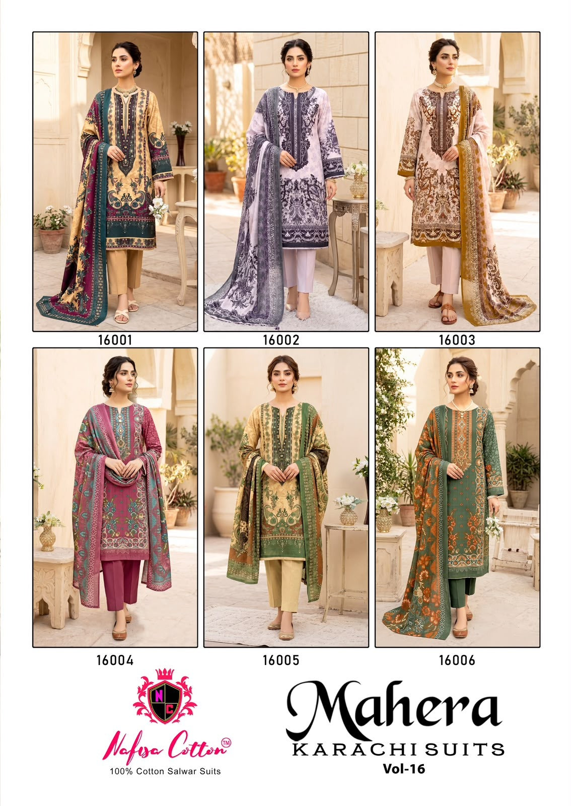 Mahera Vol 16 Nafisa Cotton Mix Cotton Karachi Salwar Suits Manufacturer