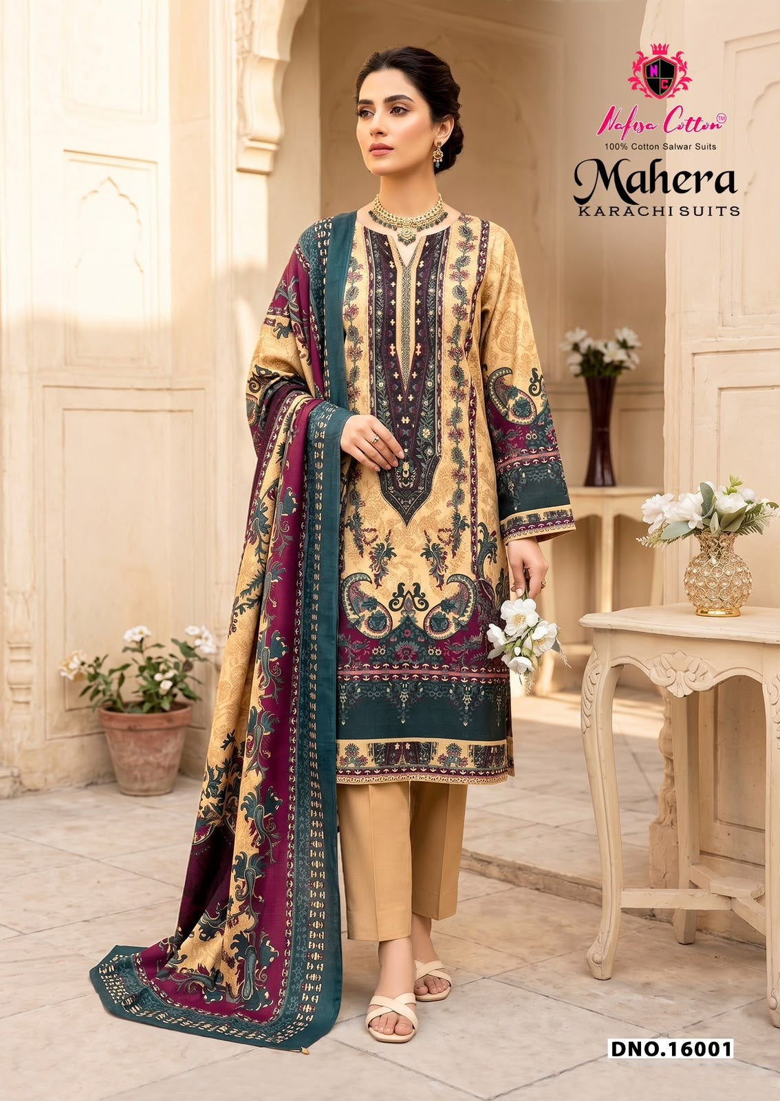 Mahera Vol 16 Nafisa Cotton Mix Cotton Karachi Salwar Suits Manufacturer