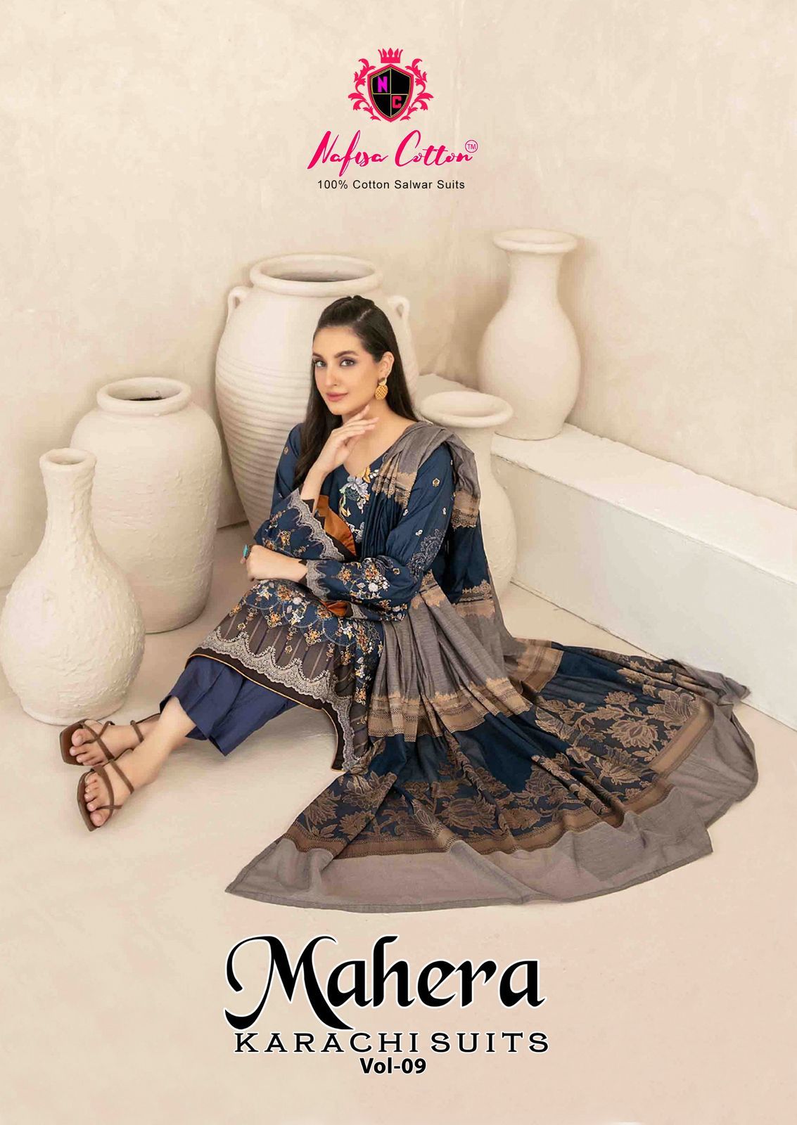 Mahera Vol 9 Nafisa Cotton Karachi Salwar Suits Exporter Ahmedabad