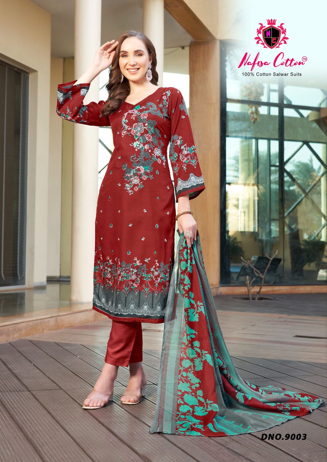 Mahera Vol 9 Nafisa Cotton Karachi Salwar Suits Exporter Ahmedabad