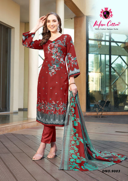 Mahera Vol 9 Nafisa Cotton Karachi Salwar Suits Exporter Ahmedabad
