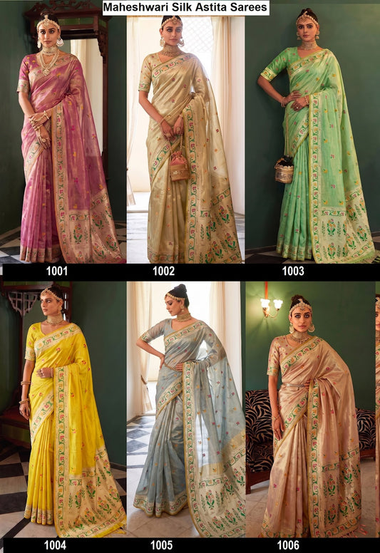 Maheshwari Silk Astita Tissue Silk Sarees Supplier