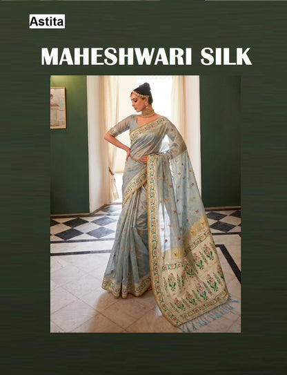 Maheshwari Silk Astita Tissue Silk Sarees Supplier