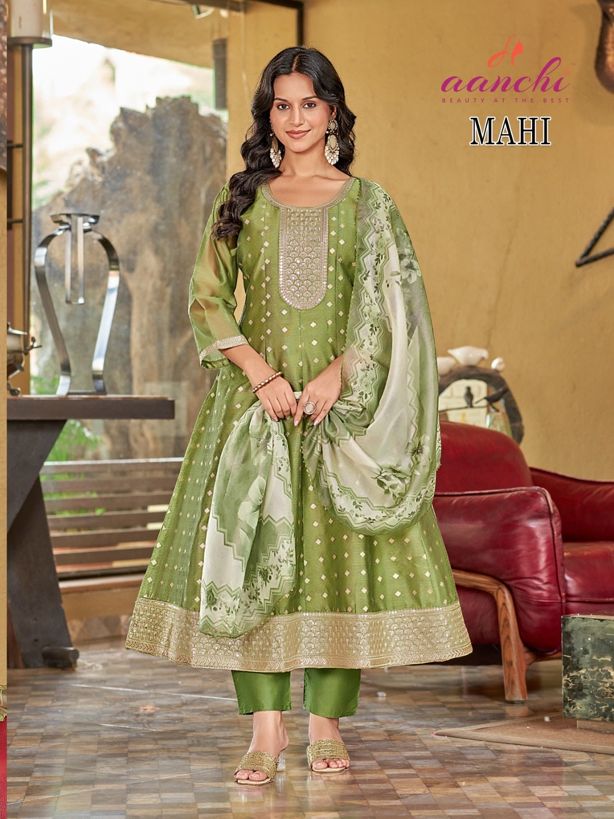 Mahi Aanchi Shimmer Readymade Anarkali Suits Wholesaler