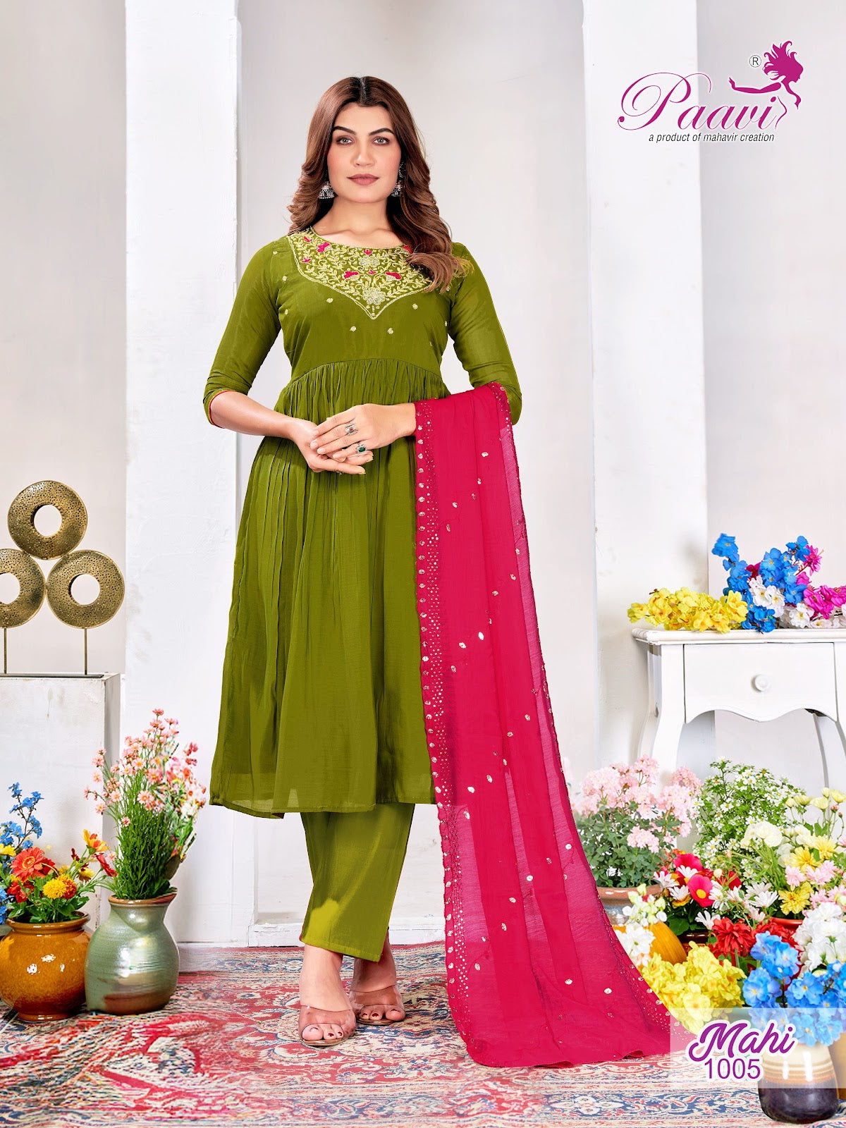 Mahi Paavi Mal Chanderi Readymade Anarkali Suits Manufacturer Gujarat