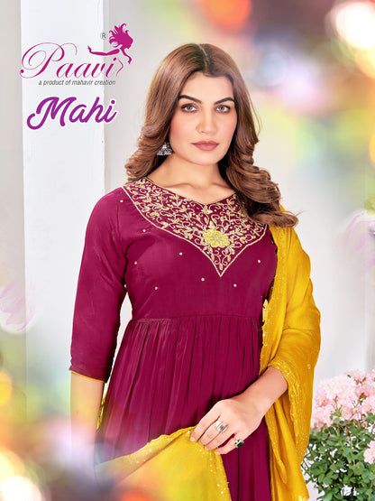 Mahi Paavi Mal Chanderi Readymade Anarkali Suits Manufacturer Gujarat