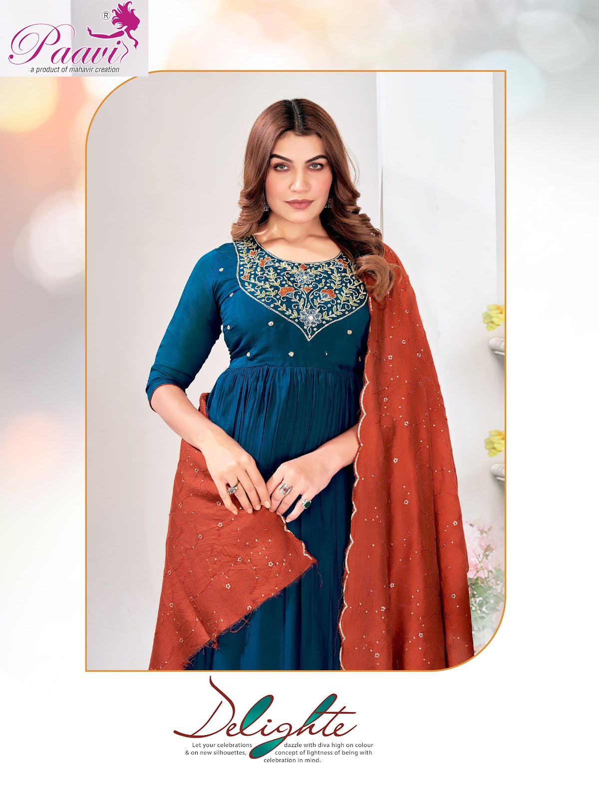 Mahi Paavi Mal Chanderi Readymade Anarkali Suits Manufacturer Gujarat