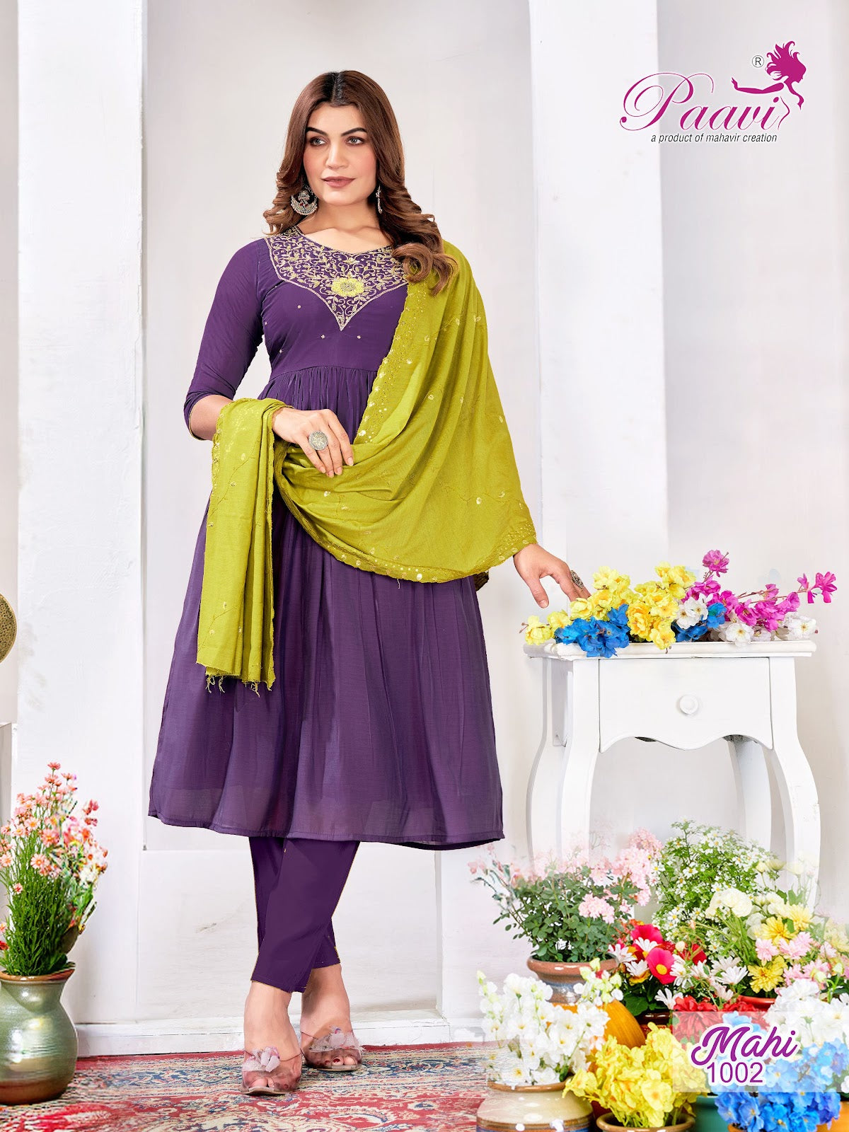 Mahi Paavi Mal Chanderi Readymade Anarkali Suits Manufacturer Gujarat