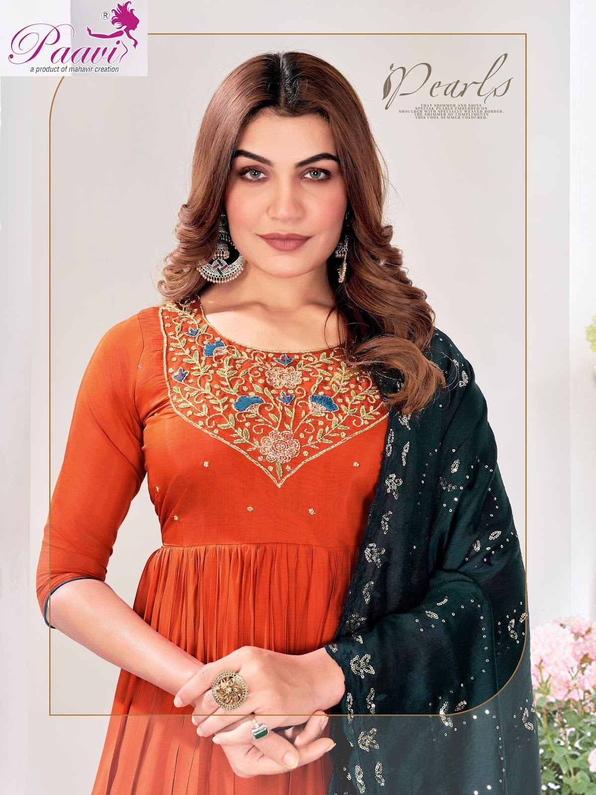 Mahi Paavi Mal Chanderi Readymade Anarkali Suits Manufacturer Gujarat