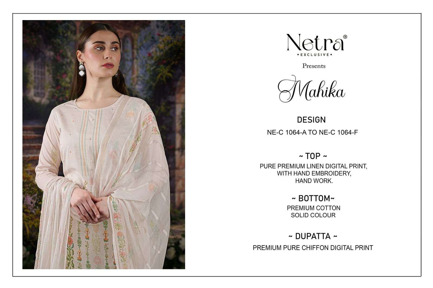 Mahika Netra Pure Linen Pant Style Suits Exporter Ahmedabad