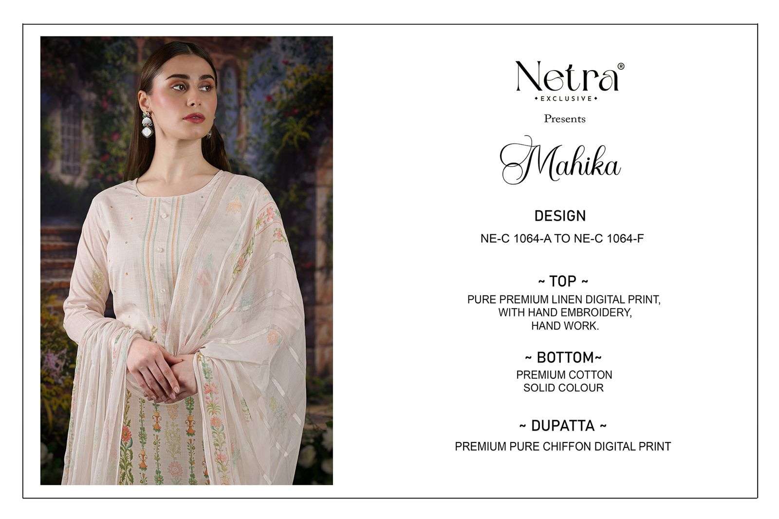 Mahika Netra Pure Linen Pant Style Suits Exporter Ahmedabad