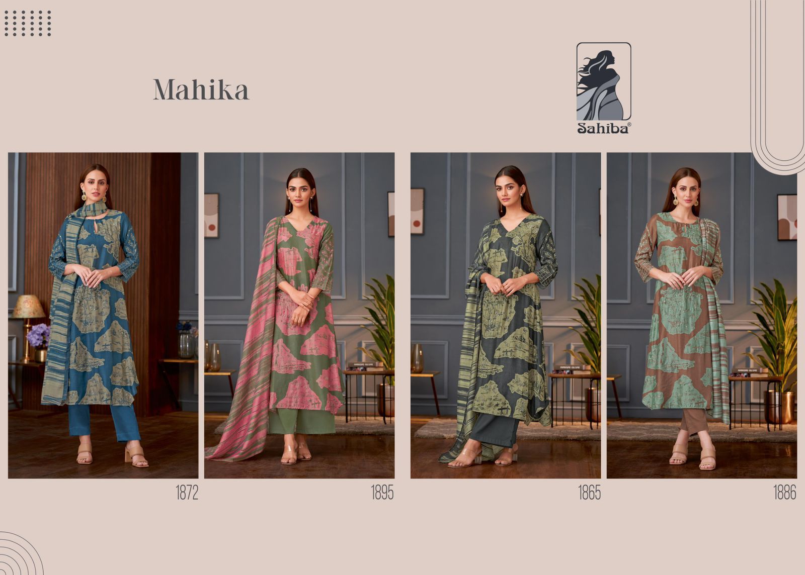 Mahika Sahiba Muslin Silk Plazzo Style Suits Manufacturer Ahmedabad