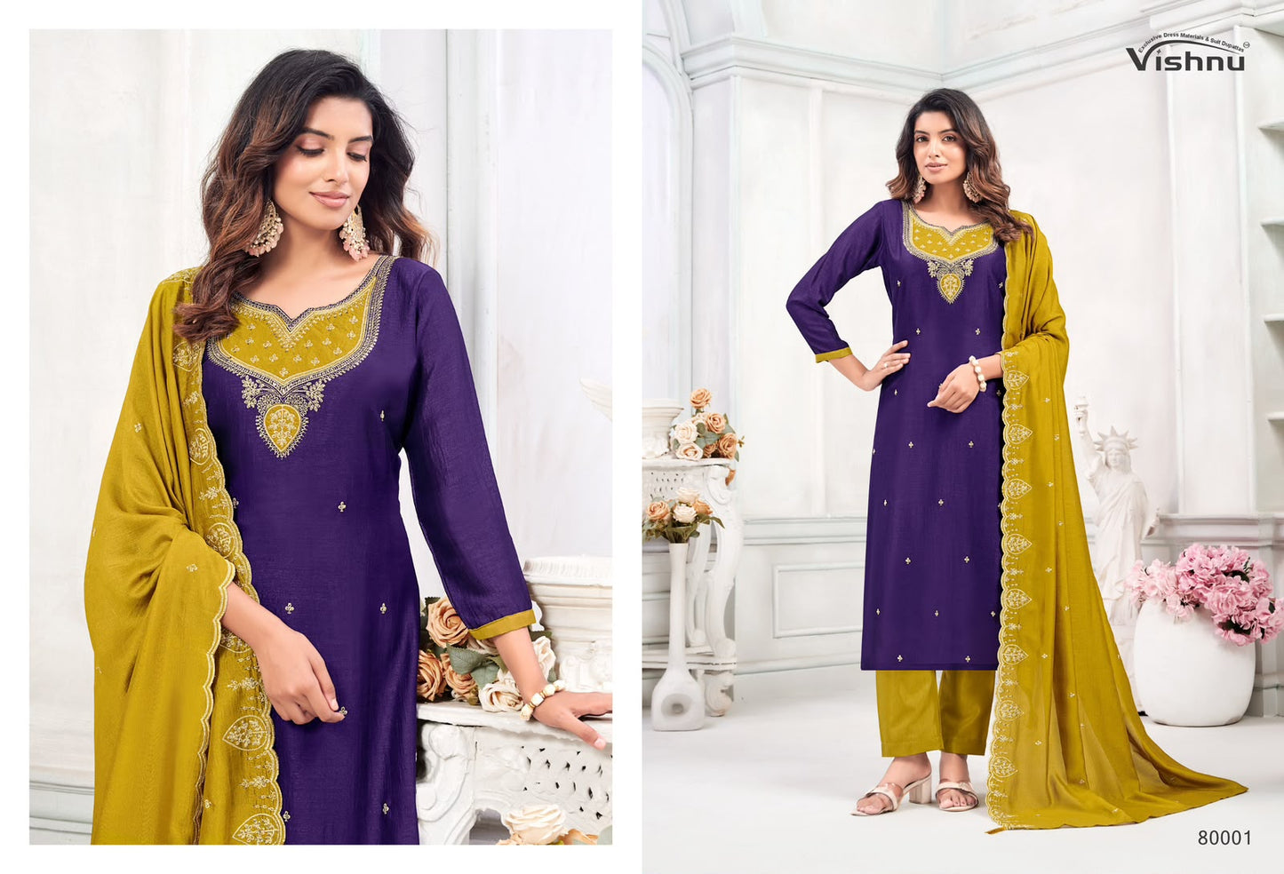 Mahika Vishnu Impex Vichitra Silk Pant Style Suits Exporter