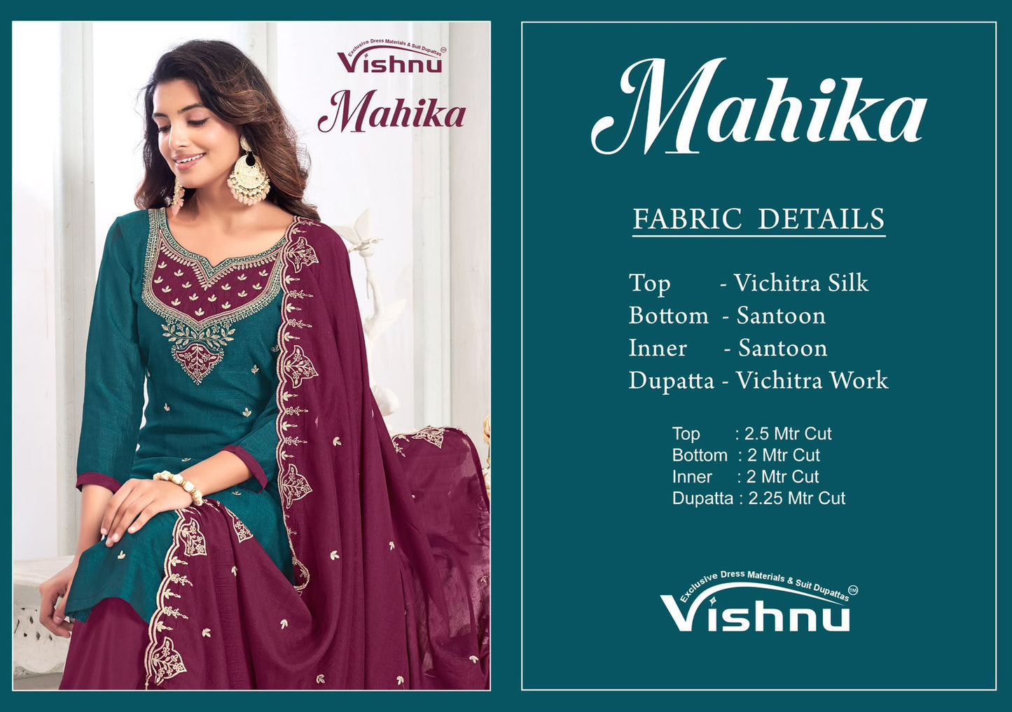 Mahika Vishnu Impex Vichitra Silk Pant Style Suits Exporter