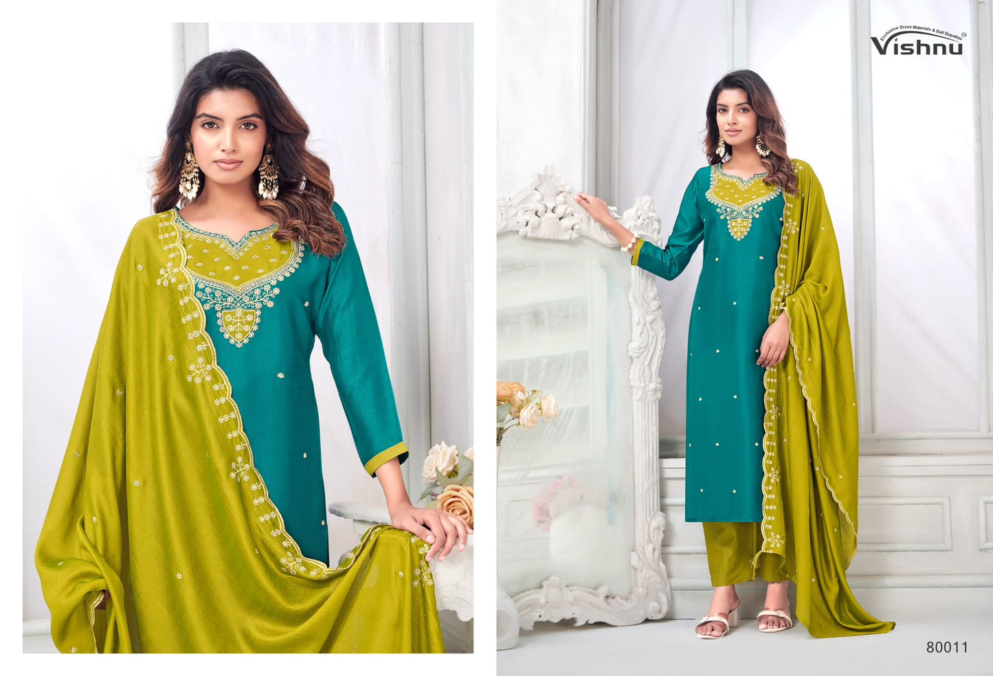 Mahika Vishnu Impex Vichitra Silk Pant Style Suits Exporter
