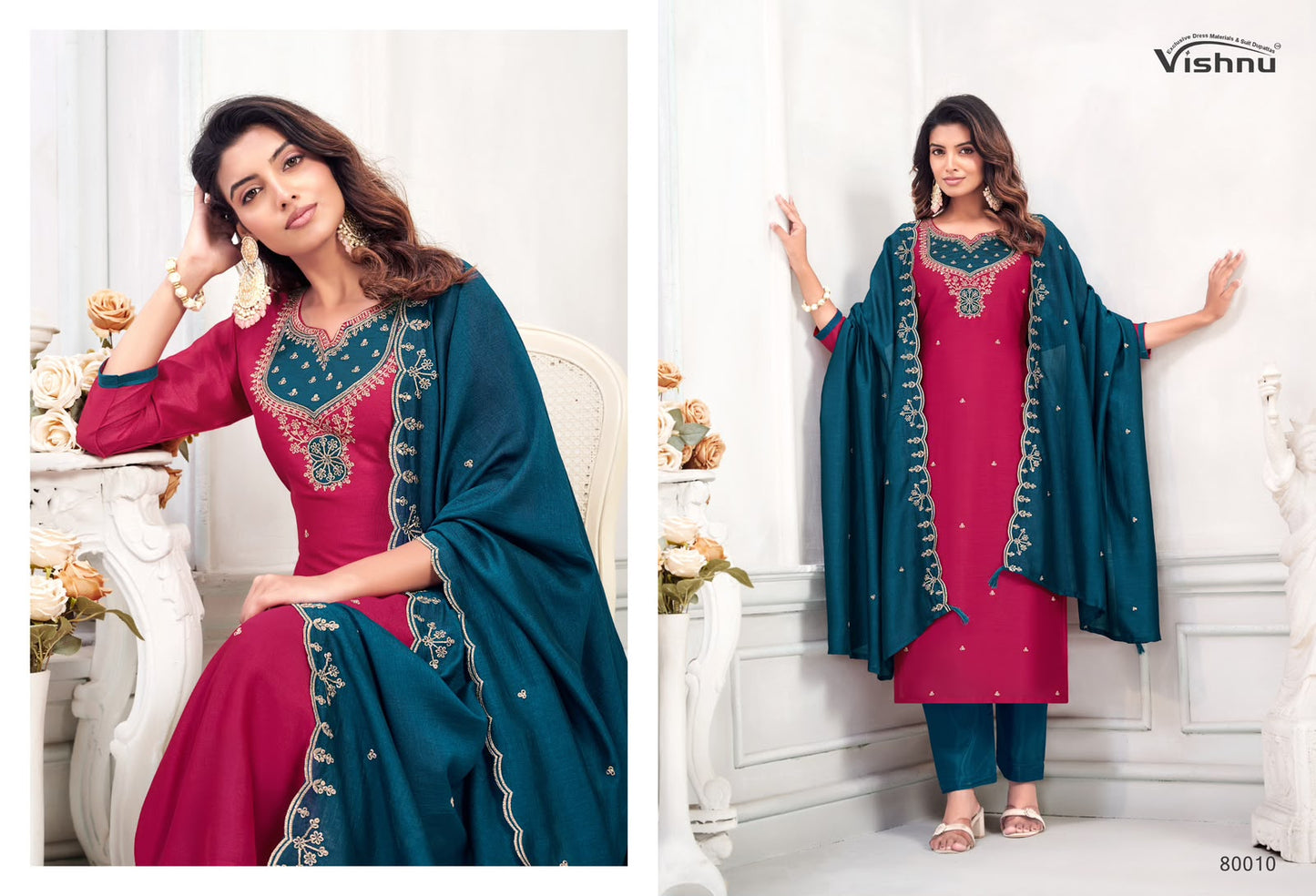 Mahika Vishnu Impex Vichitra Silk Pant Style Suits Exporter