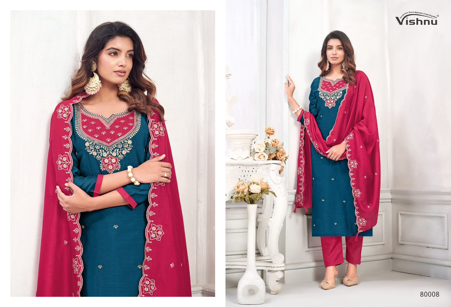 Mahika Vishnu Impex Vichitra Silk Pant Style Suits Exporter